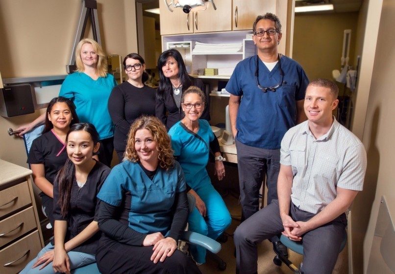 Alma Dental Centre Team Photo | Point Grey Dental Clinic serving the Vancouver Westside communities of UBC, Point Grey, Kitsilano, Dunbar. We are at the corner of West 4th Ave and Alma Street.